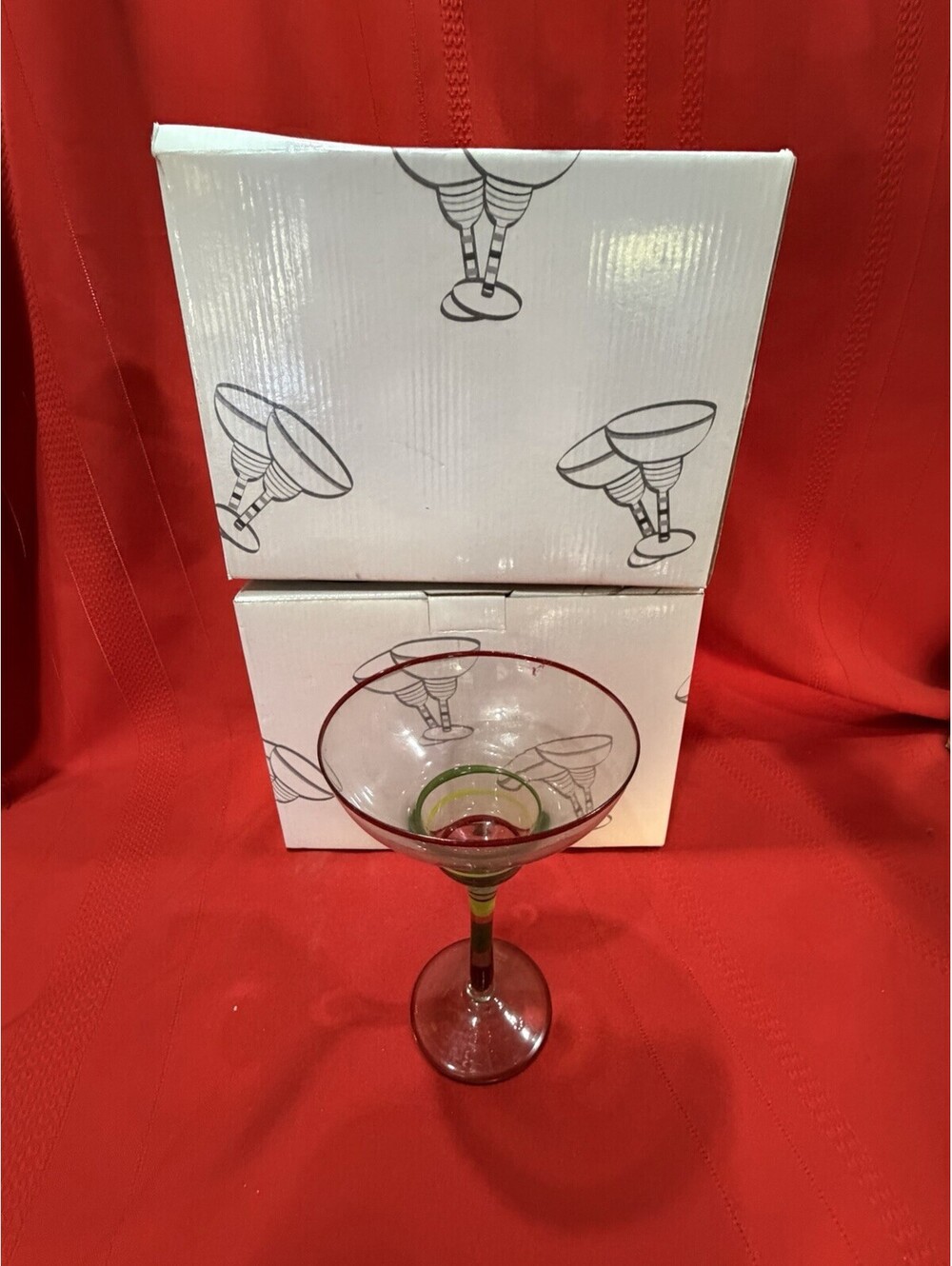4 Margarita Glasses  With Color Steam
